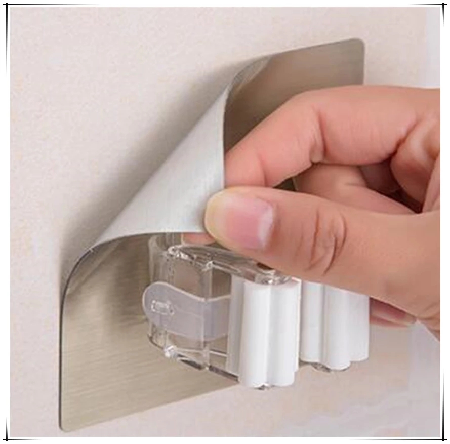 Móc treo cây lau nhà / chổi đa năng thiết kế dán tường tiện dụng dành cho nhà tắm / nhà bếp