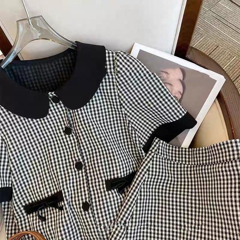 (50 - 90 KG) ÁO CARO BỐ DẠ CAO CẤP MIX CÙNG CHÂN VÁY CÓ QUẦN TRONG, THANH LỊCH, MẶC ĐI LÀM HAY ĐI CHƠI ĐỀU ỔN