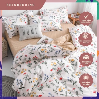 Set vỏ chăn ga cotton poly hoa lá ga chấm bi shinbedding