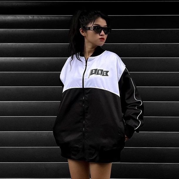 Áo khoác BADNOTGOOD BNG CLUB màu sắc Trắng - Đen