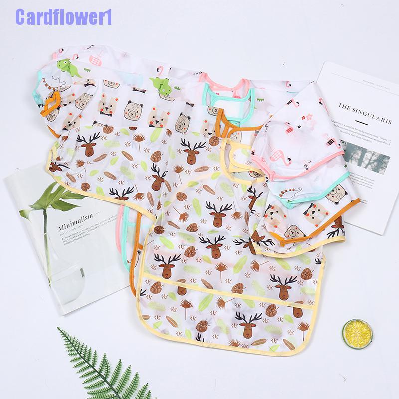 Yếm Ăn Tay Dài Chống Thấm Nước Họa Tiết Nghệ Thuật Kèm Túi Cho Bé