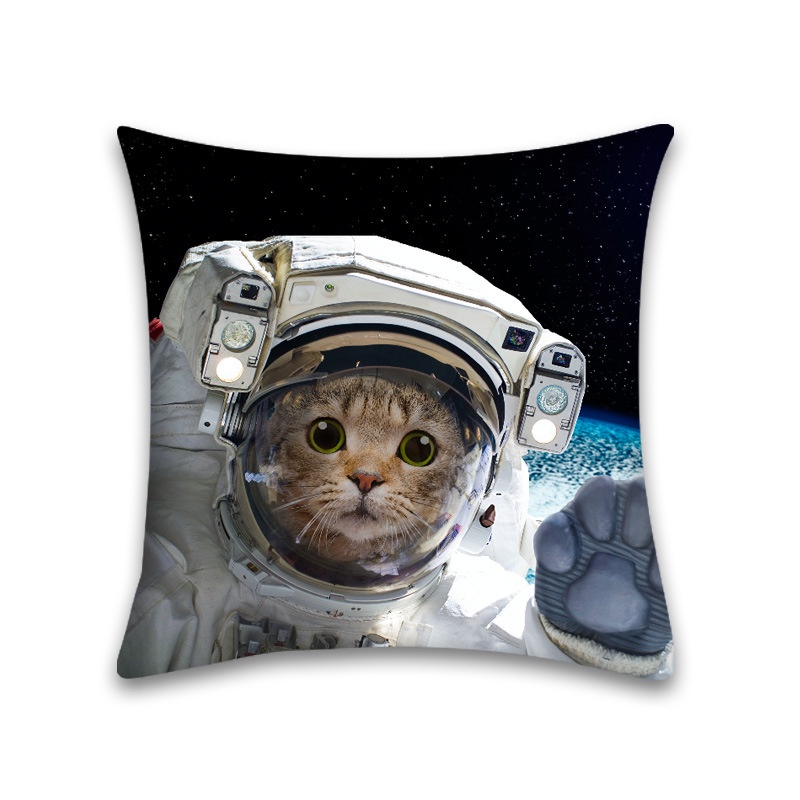 Vỏ Gối Vuông 45 * 45Cm In Hình Mèo Hoạt Hình Dễ Thương Trang Trí Nhà Cửa / Văn Phòng