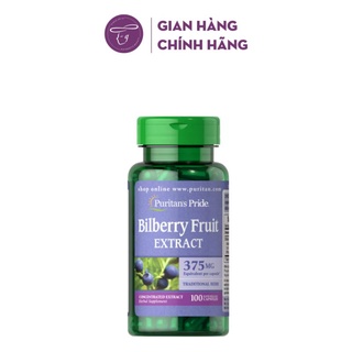 Viên uống Puritan's Pride Bilberry Fruit Extract 375mg 100v hỗ trợ tiêu hóa, cải thiện thị lực, cải thiện trí nhớ