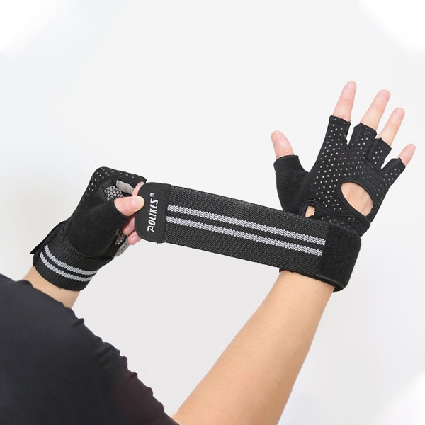 Găng Tay Nam, Nữ Tập Gym Chính Hãng Aolikes Có Cuốn Hở Bàn AL113B