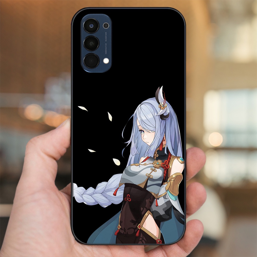 Ốp lưng Oppo Reno 4 viền đen in hình Shenhe Genshin Impact