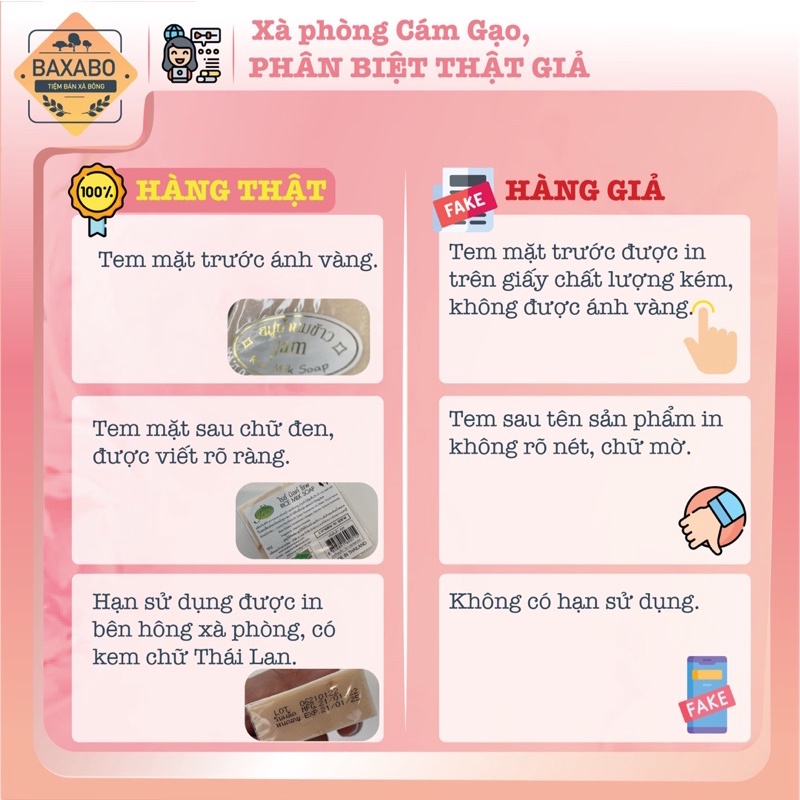 XÀ PHÒNG CÁM GẠO THÁI LAN JAM RICE MILK SOAP - XÀ PHÒNG TRẮNG DA DƯỠNG ẪM - XÀ BÔNG CỤC NỘI ĐỊA THÁI LAN - 65GR - BAXABO | BigBuy360 - bigbuy360.vn