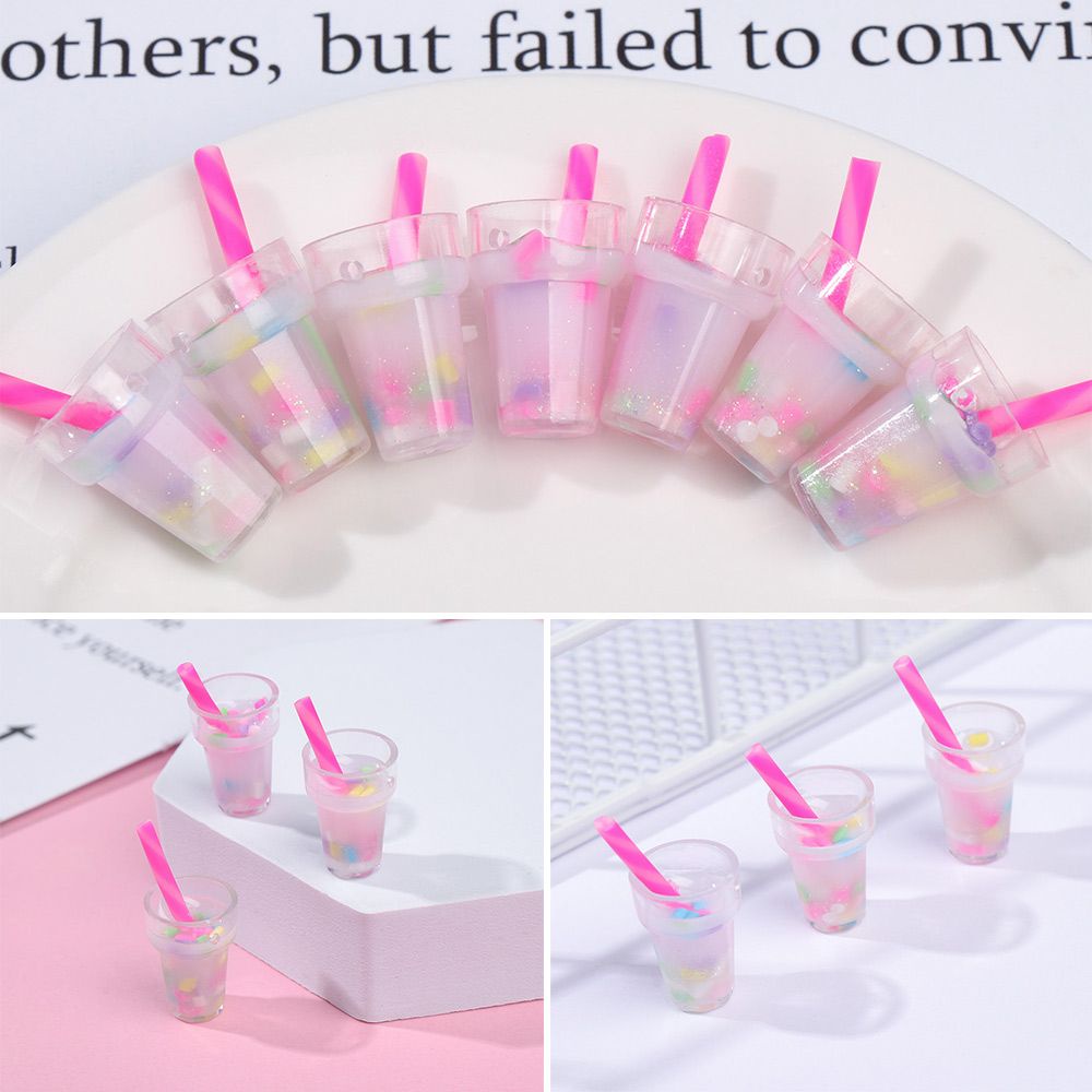 Set 10 ống hút nhựa màu hồng lấp lánh thời trang DIY