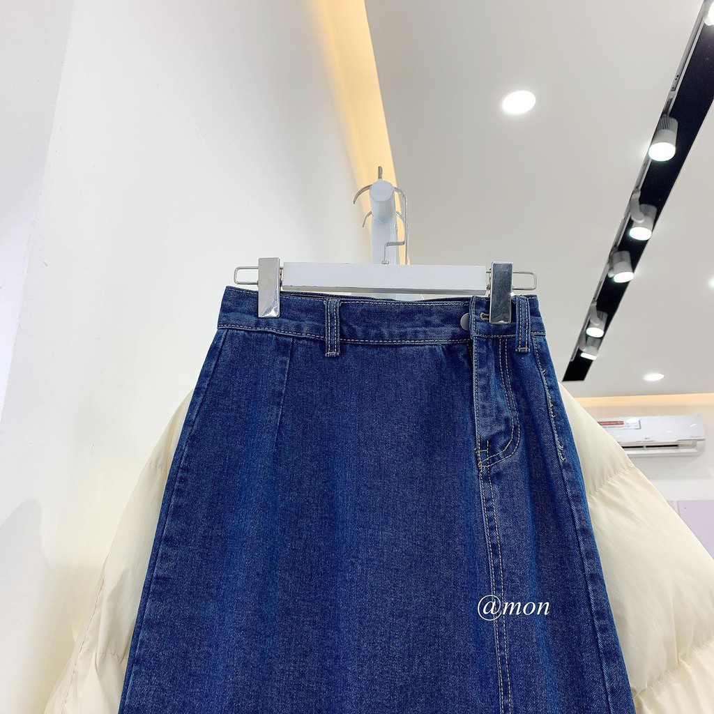 [Mã SKAMCLU7 giảm 10% tối đa 50K đơn 0Đ] 2101596 Chân váy bò dáng dài cho nữ ulzzang xẻ bên màu xanh đậm có size | BigBuy360 - bigbuy360.vn