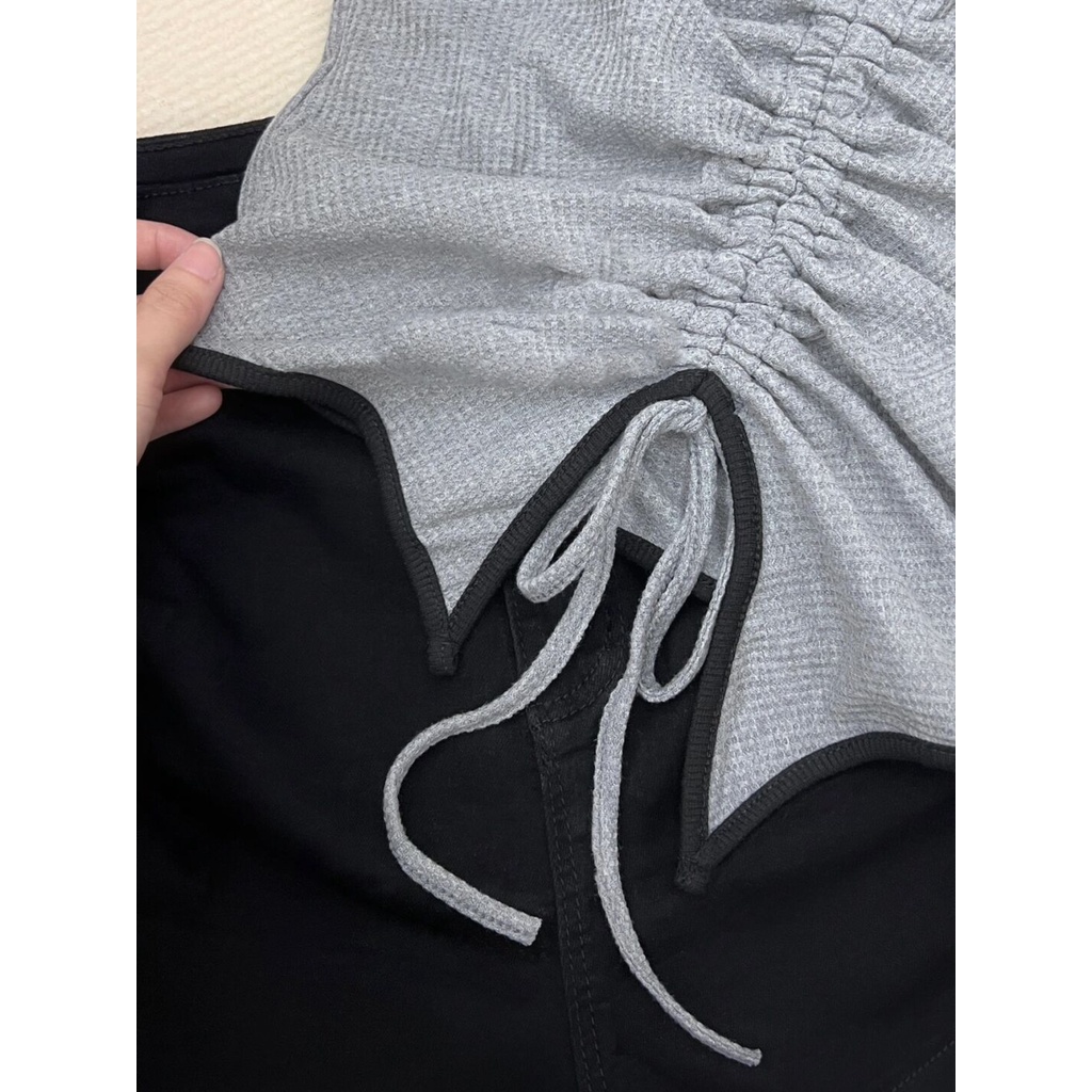NUZIRO  Áo thun croptop tay ngắn cổ polo thời trang cho nữ