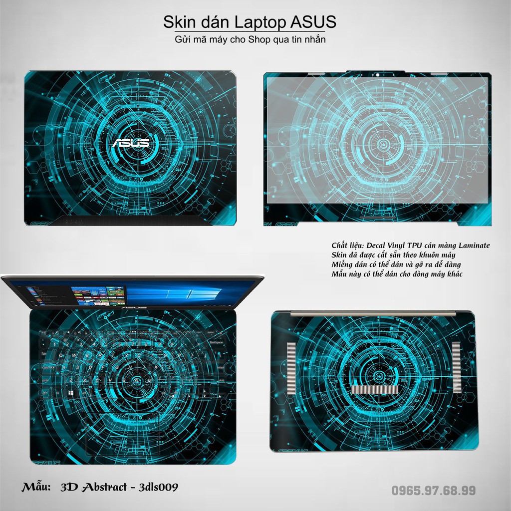 Skin dán Laptop Asus in hình 3D Abstract (inbox mã máy cho Shop)