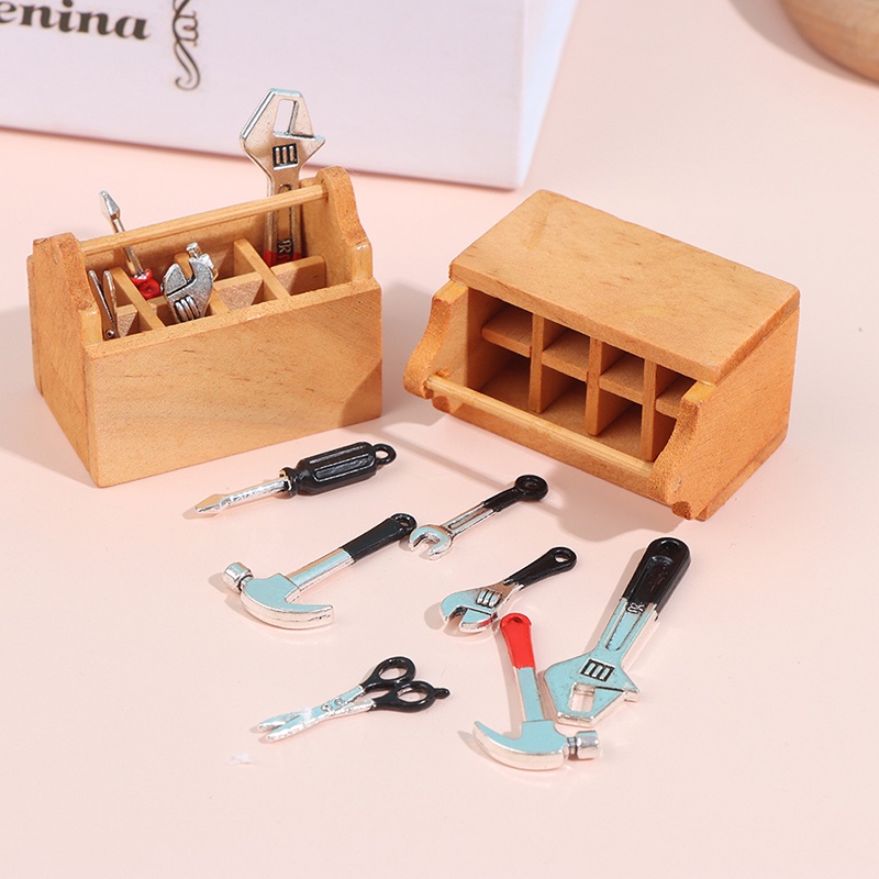 Bộ 2 Hộp Dụng Cụ Sửa Chữa Mini Tỉ Lệ 1 / 12 Trang Trí Nhà Búp Bê