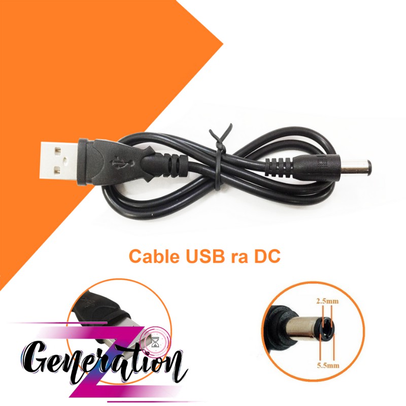 Cáp chuyển USB ra DC - Cáp nguồn DC chuẩn 5.5 x 2.5mm - 3.5 x 1.35mm