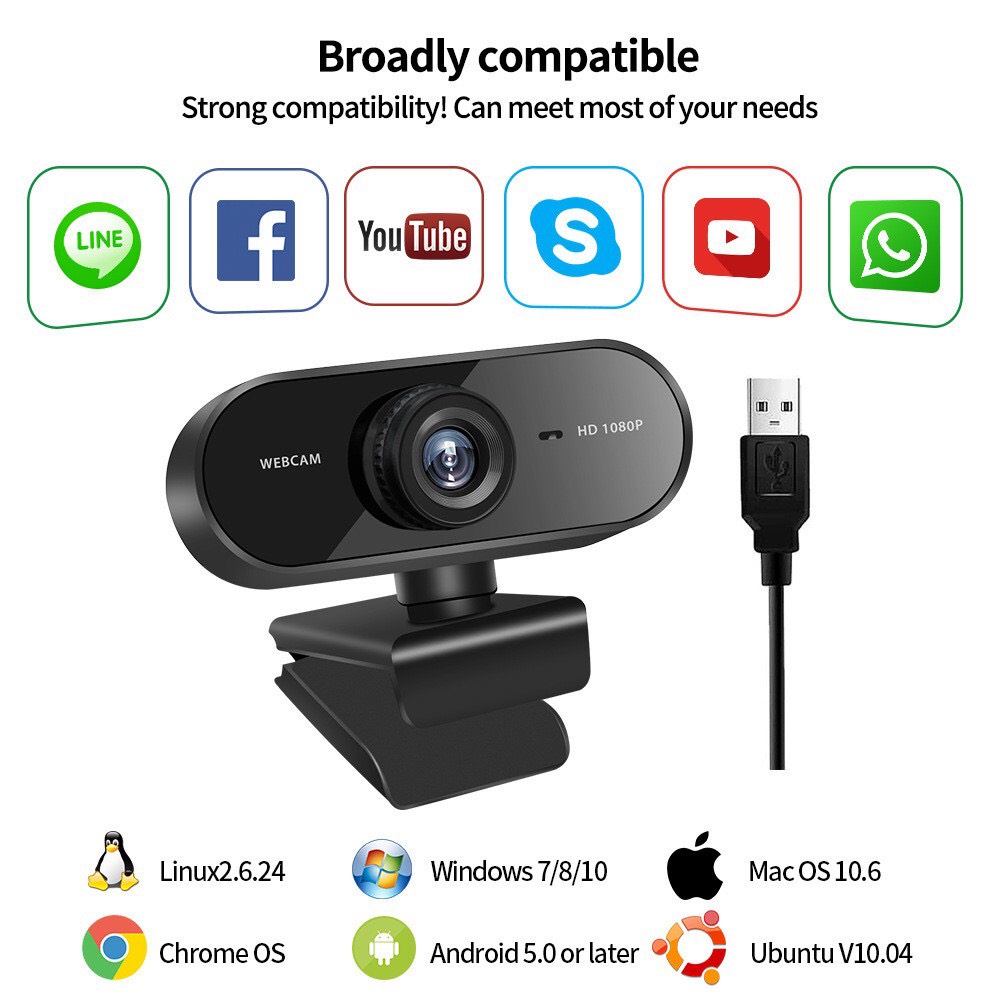 Webcam Máy Tính, Camera Có Mic 1080mp Cho Laptop Học Online Qua ZOOM/Trực Tuyến - Hội Họp - Gọi Video Hình Ảnh Sắc Nét