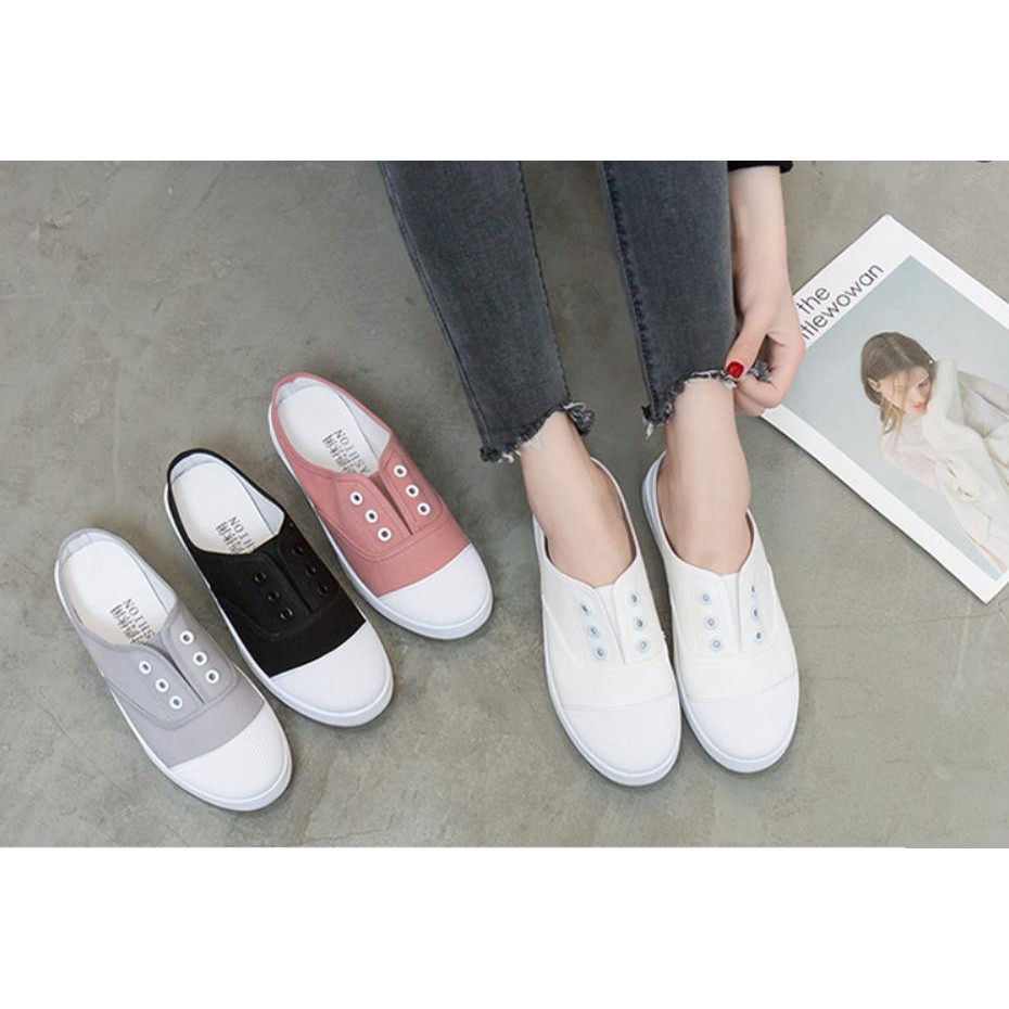 Giầy mọi lười thể thao hở gót (sục vải) giầy slip on vải nữ Hàn Quốc cao cấp đẹp rẻ 317 GVNU02