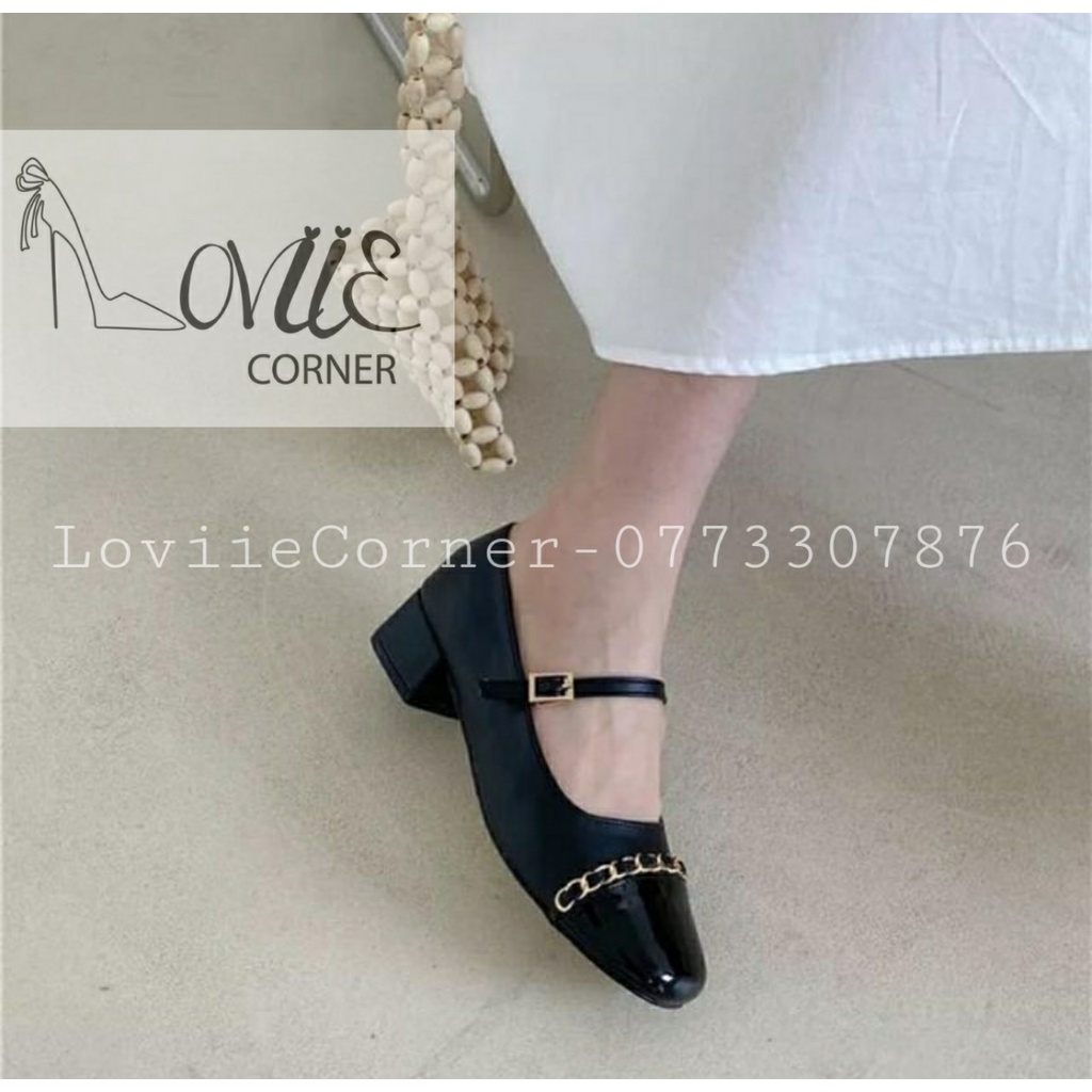 GIÀY SỤC NỮ LOVIIE CORNER - GIÀY CAO GÓT MŨI TRÒN KHÓA NGANG - GUỐC ĐẾ VUÔNG BÍT MŨI 3 PHÂN G220312