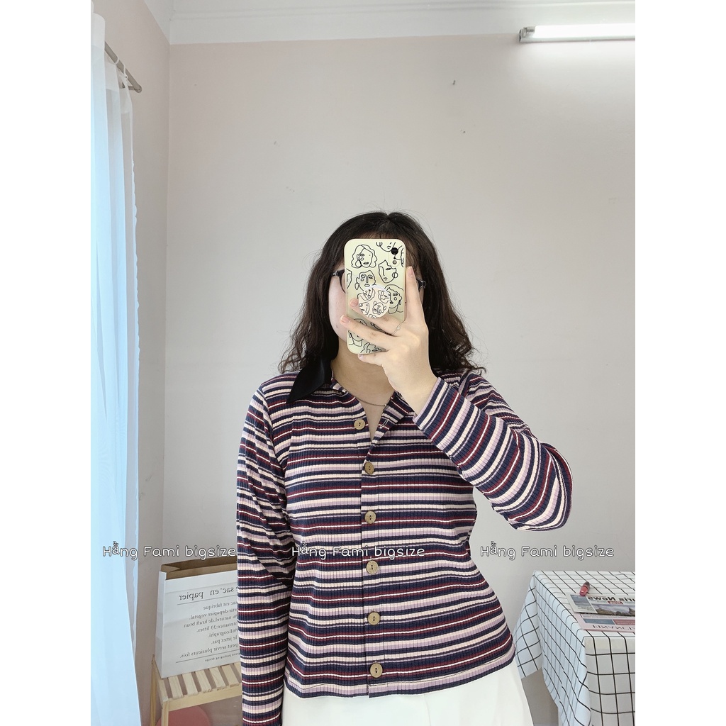 Áo len kẻ ngang cổ đức bigsize (A381)