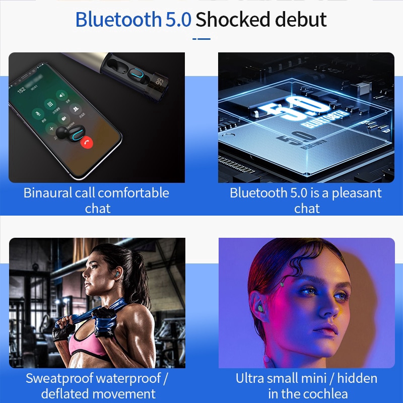 Tai Nghe Không Dây Q67 Tws Kết Nối Bluetooth 5.0 Chống Nước Có Micro Và Phụ Kiện