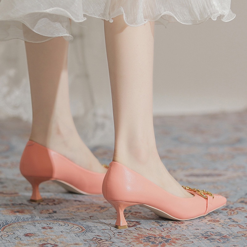 Giày cao gót Ielgy mũi vuông phong cách retro pháp