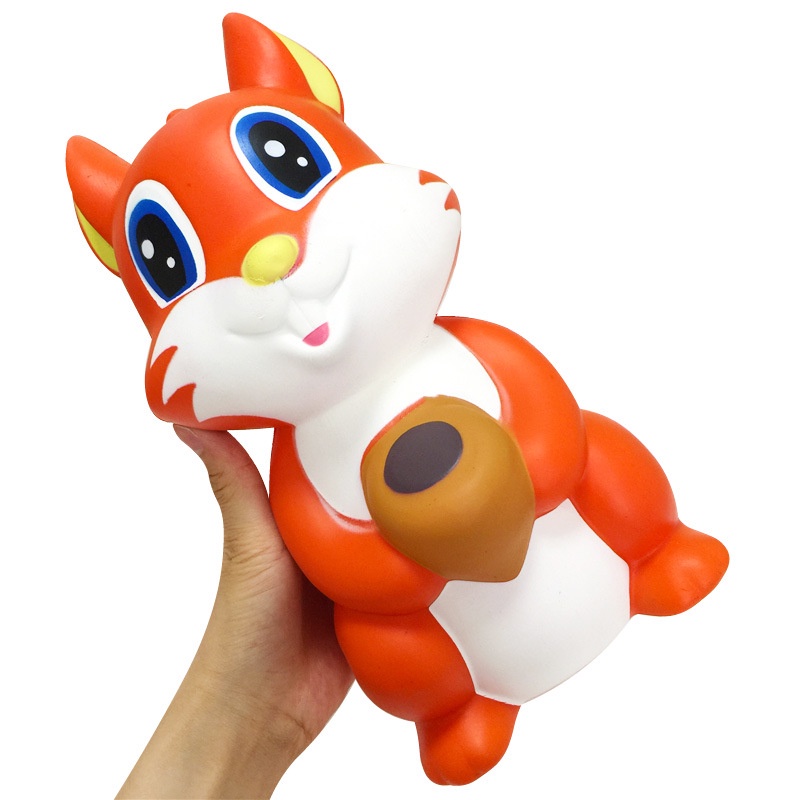 Squishy CON CÁO MÀU CAM Cầm Lọ Mật Ong Đẹp Đại Khổng Lồ Chính Hãng