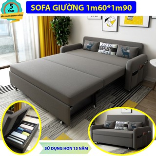 Giường ngủ thông minh gấp gọn thành ghế sofa A267 mẫu mới [CÓ VIDEO] khung thép 1m60 x 1m90cm nhiều màu