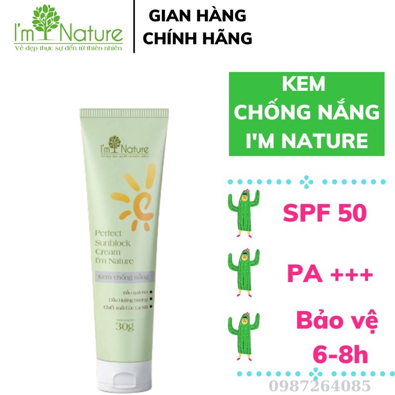 (+Quà) Kem Chống Nắng Perfect Sunblock Cream I'm Nature SPF50/PA+++