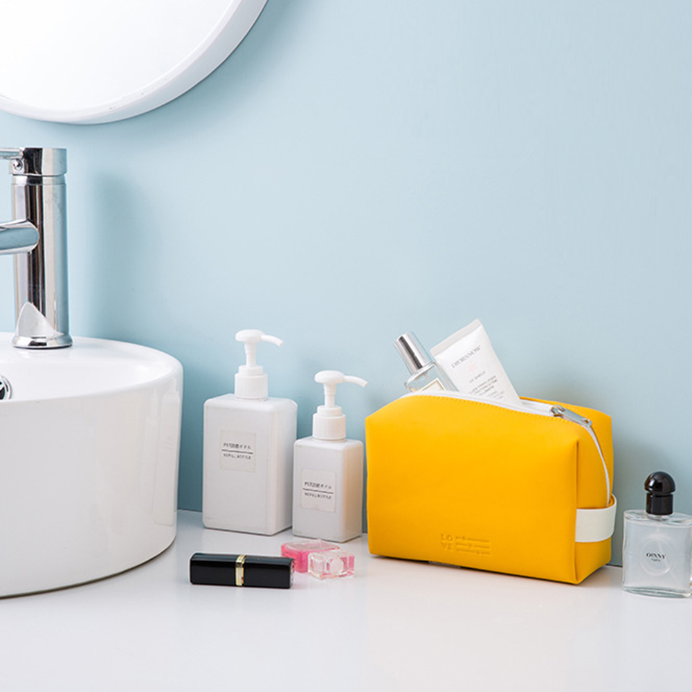 [Hàng mới về] Túi đựng mỹ phẩm trang điểm vải PU chống thấm nước kích thước nhỏ gọn dễ thương nhiều màu mang đi du lịch