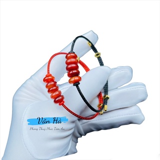 Vòng tay ngũ điếu - đồng điếu ngọc huyết đỏ cam dây cáp - đá phong thuỷ văn hà