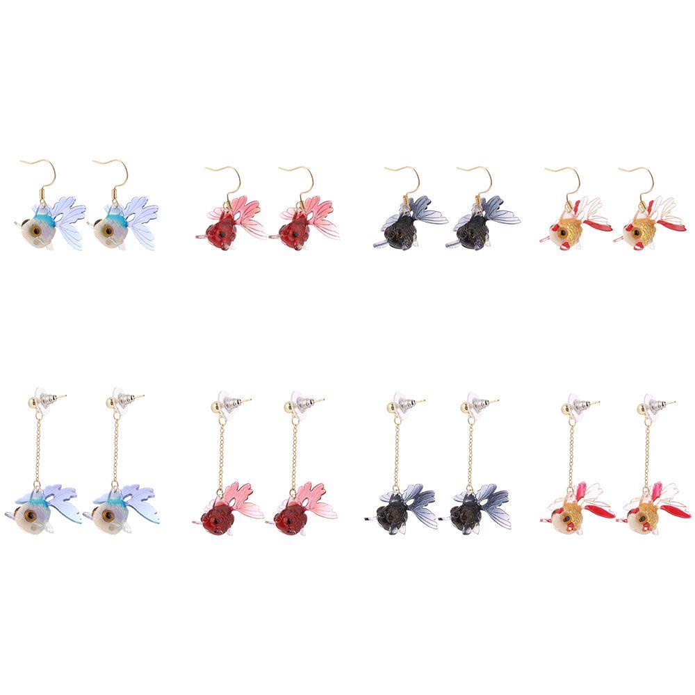 1 Cặp Cá Koi Giả Độc Đáo|Khuyên Tai Nhựa Trong Suốt Màu Sắc Cầu Vồng Xinh Xắn