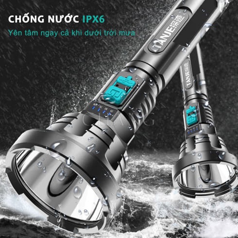 Đèn Pin Siêu Sáng Cầm Tay Cáp Sạc Micro USB Chiếu Xa 500M Chống Thấm Nước Khi Đi Trời Mưa
