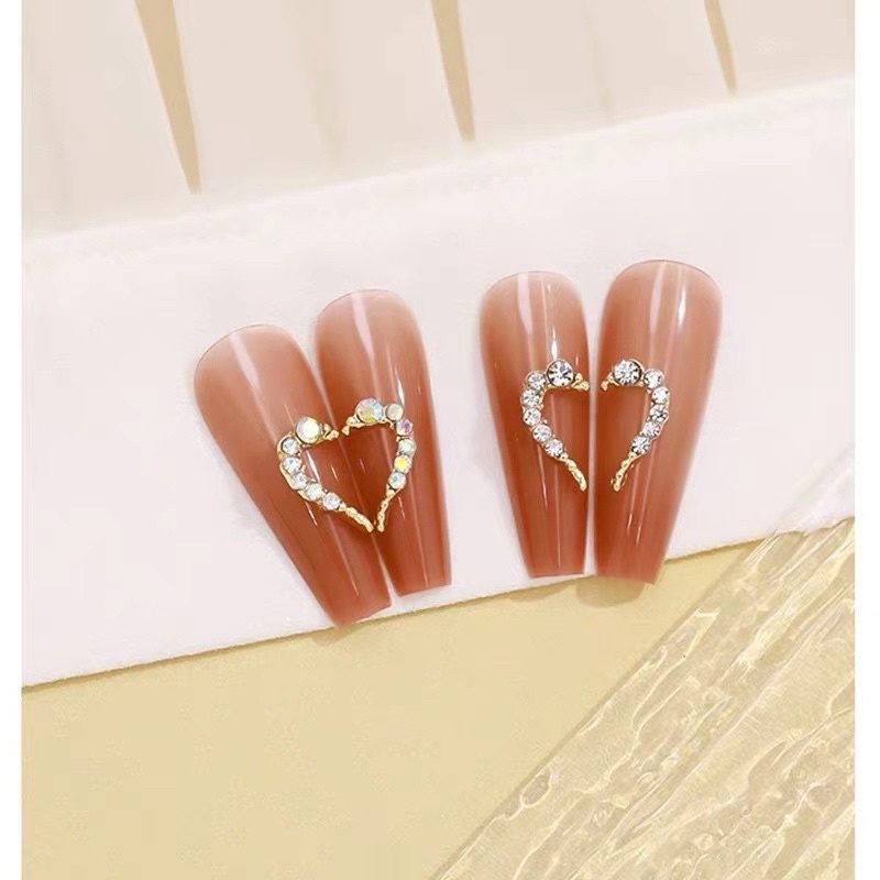 phụ kiện charm tim gắn móng tay nail 1 đôi