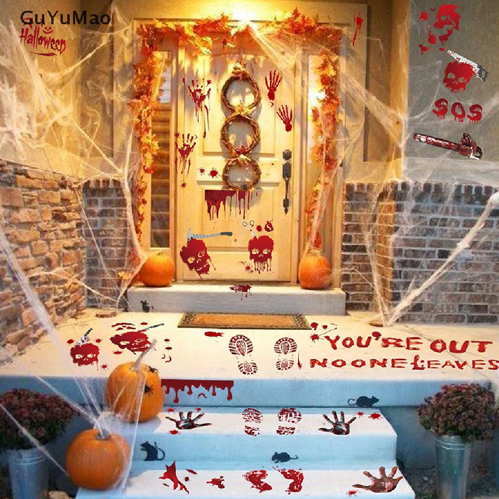 [cxGUYU] Nhãn Dán Cửa Kính Phòng Tắm In Hình Bàn Tay Máu Kinh Dị Trang Trí Halloween PRTA