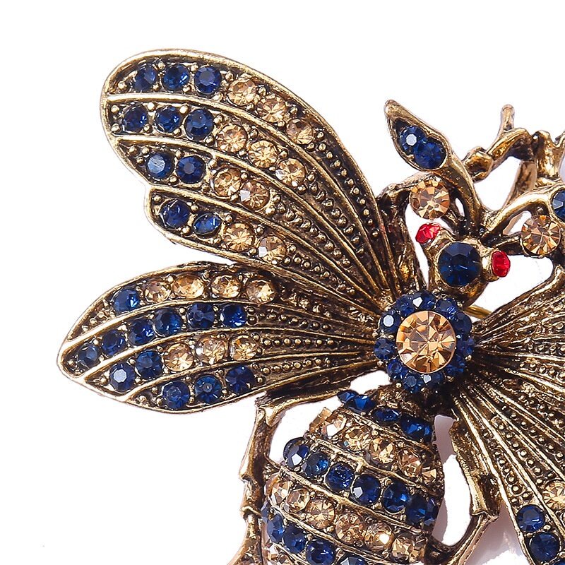 Ghim Cài Áo Hình Con Ong Đính Đá Phong Cách Retro