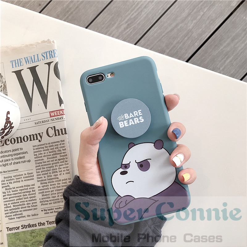 Ốp điện thoại hoạt hình We Bare Bears kèm giá đỡ cho IPhone 11 11pro max 6S 6 7 8plus