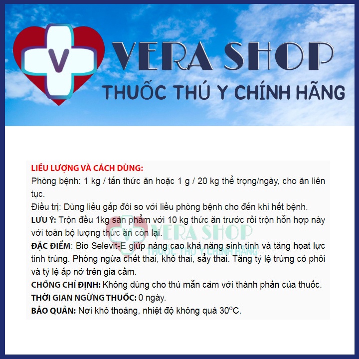 BIO SELEVIT E 100G - Tăng khả năng sinh sản, tỷ lệ ấp nở cao