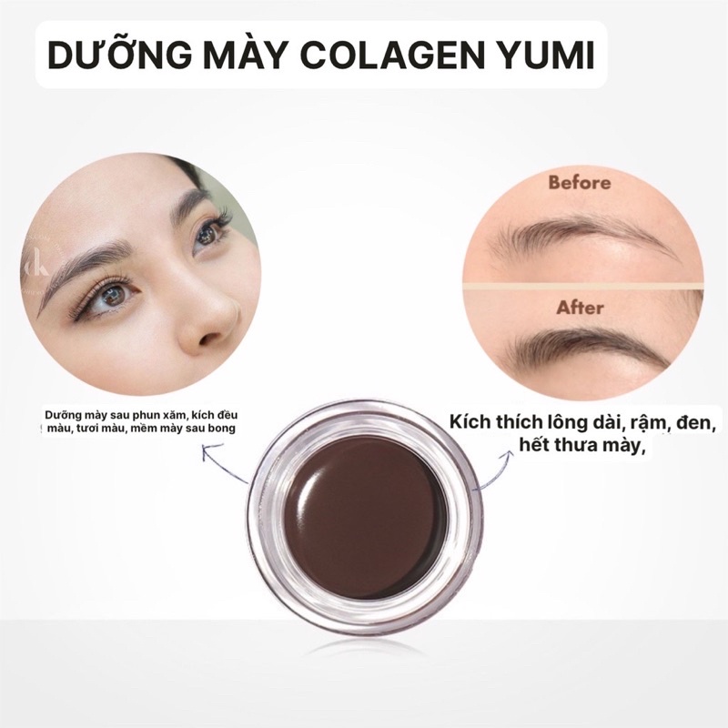 Dưỡng Mày Colagen Yumi,Dưỡng Lông Mày Tự Nhiên Dày Rậm Đen,Dưỡng Mày Sau Phun Xăm