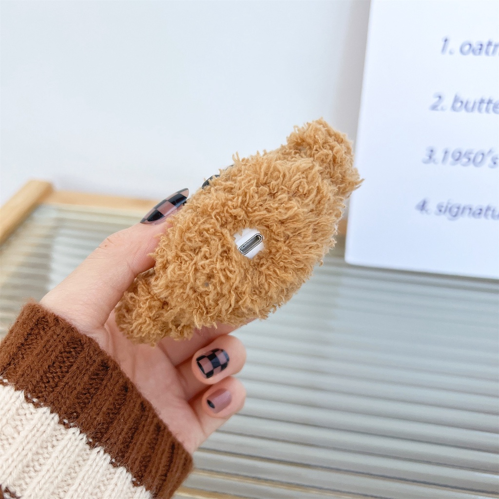 Vỏ Bảo Vệ Hộp Sạc Tai Nghe Bluetooth Không Dây airpods pro 1 / 2 / 3 2021 pro 2 2022 Bằng Len Hình Chú Chó Teddy Dễ Thương DIY