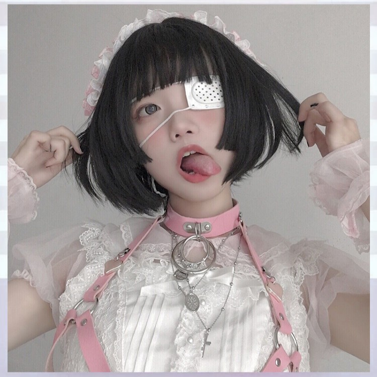 Tóc giả lolita chính hãng hengji đen cụp lưới hoa/có rãnh da đầu/ dày dặn/ wig cosplay/ hóa trang Sakana Cosplay Shop