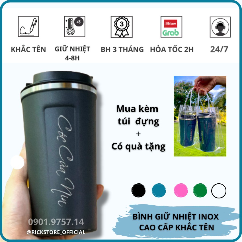 🔥🔥[KÈM QUÀ TẶNG] Ly Giữ Nhiệt Khắc Tên Inox Nhập Khẩu Coffee Holic Cao Cấp - Giữ nhiệt 6-8 tiếng - BH 3 tháng RICKSTORE