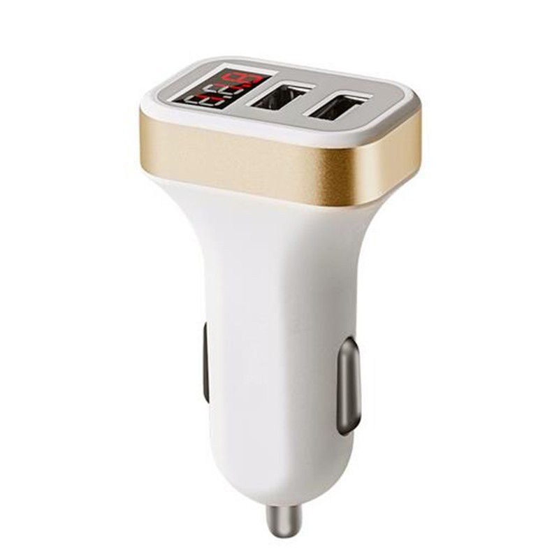 Tẩu sạc mini 2 cổng USB, sạc nhanh 2.4A, Có hiển thị điện áp ô tô hàng xịn