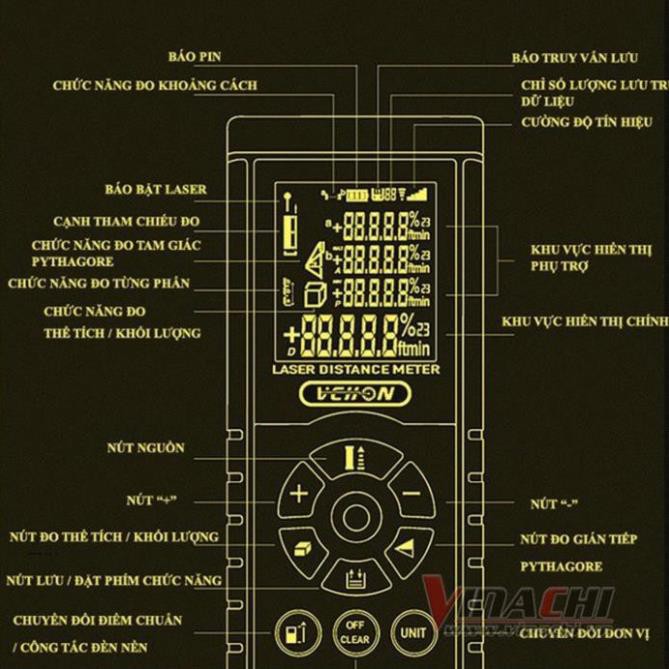 Máy Đo Khoảng Cách Vechon 100m - Máy Đo Khoảng Cách Vechon Sử Dụng Laser Bảo Hành 6 Tháng