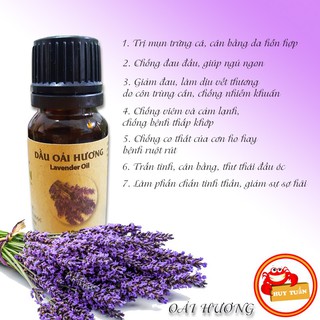 Tinh dầu thiên nhiên nguyên chất 7 loại mùi hương dễ chịu dung tích 10ml