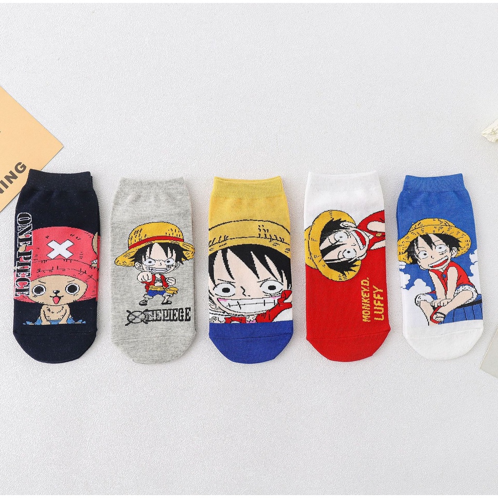 Set 5 Đôi Vớ KokoroCare YQ-01 Ống Ngắn Họa Tiết Pikachu/Fujiya/One Piece Cho Bé Trai/Bé Gái Trên 7 Tuổi 1 Size