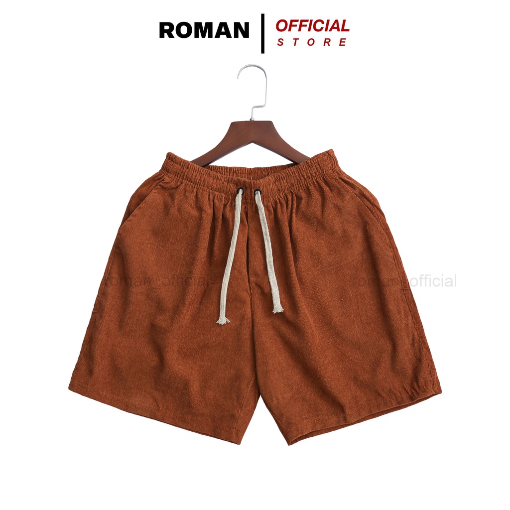Quần short đùi nam vải nhung tăm trơn cao cấp mặc nhà đi chơi ROMAN QS09