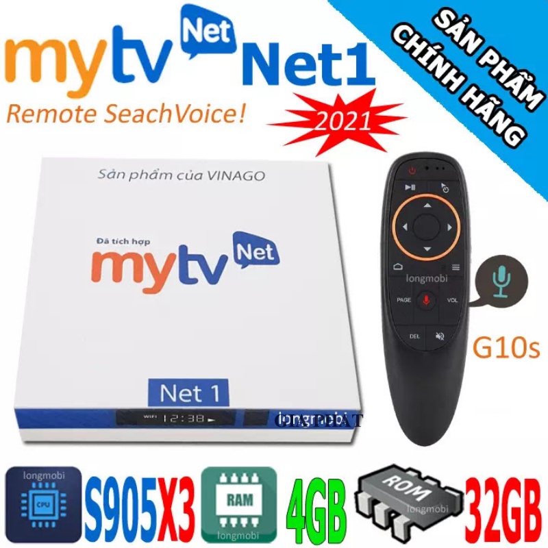 Android TVBOX Có Điều Khiển Giọng Nói MYTV NET1 Ram 4G Rom 32Bb | Hàng Chính Hãng