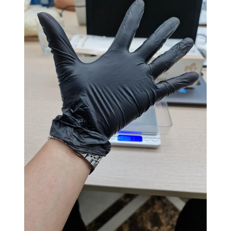 Bao Tay Cao Su Đen Y Tế Không Bột Găng Tay Đen Siêu Dai Sử Dụng Trong Tóc Spa Phun Xăm Thẩm Mỹ