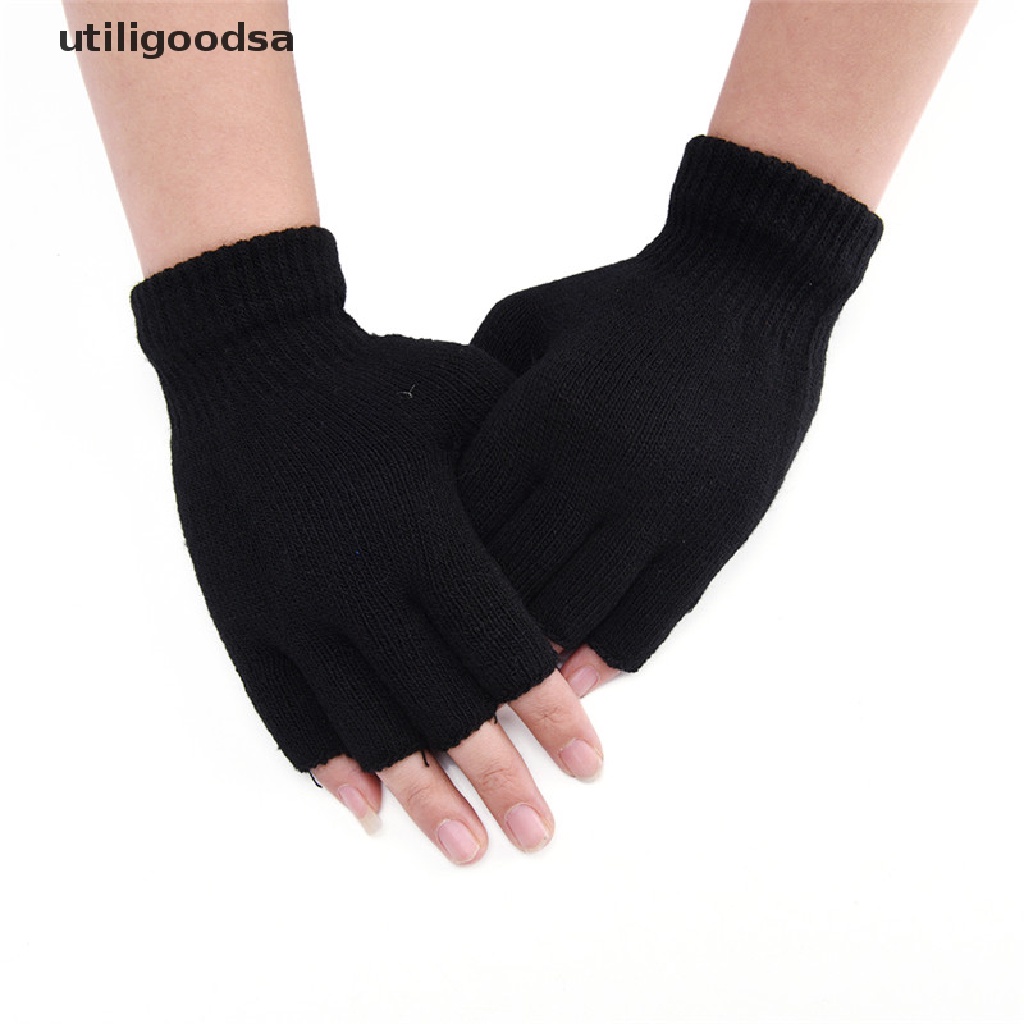 Găng tay len hở ngón màu đen co giãn giữ ấm mùa đông cho nam
 | BigBuy360 - bigbuy360.vn