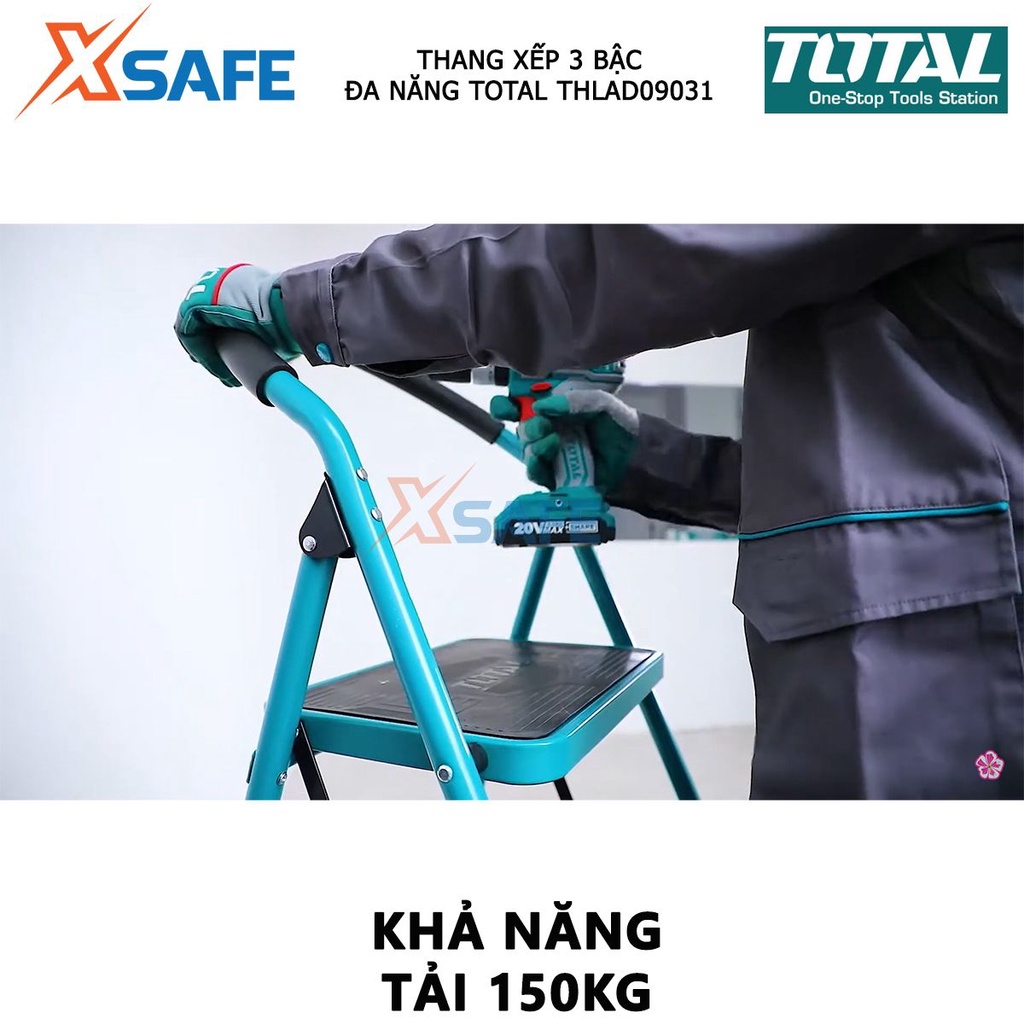 Thang xếp 3 bậc đa năng TOTAL THLAD09031 kích thước mỗi bậc 380x260mm, khả năng tải 150kg - [XSAFE]