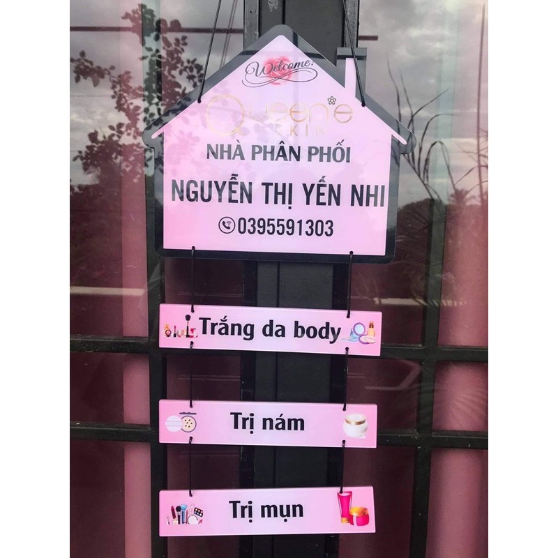 Bảng hiệu treo cửa nhiều tầng trang trí spa, cửa hàng, shop online, quán trà sữa in theo yêu cầu