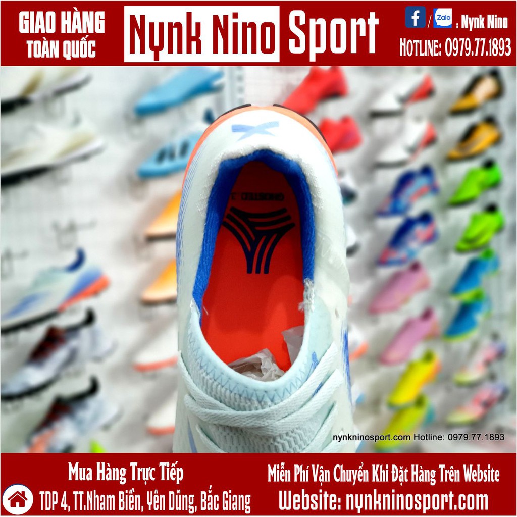 Giày Bóng Đá Adidas X Ghosted.3 Xanh Ngọc Đế Cam HQ TF