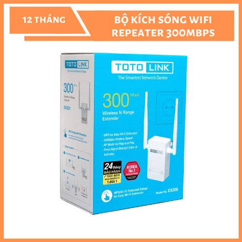 Bộ Kích Sóng Wifi Repeater 300Mbps Totolink Ex200 - Hàng chính hãng